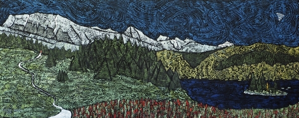 Rock Isle Lake at Sunshine Meadows 24"x60" acrylic on canvas SOLD